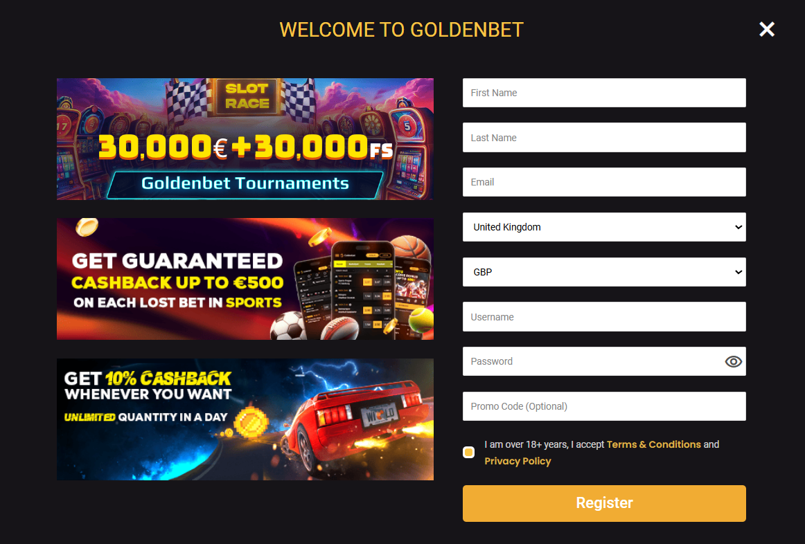 goldenbet sign up